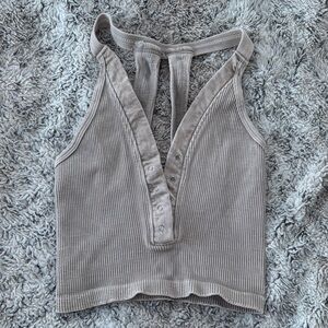 FP Movement by Free People Gray Ribbed Crop Top
